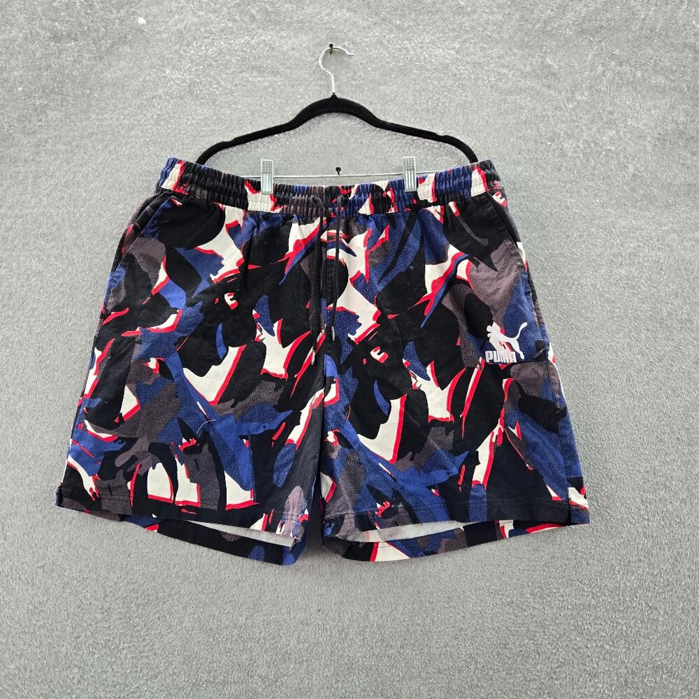 Puma Men Shorts XXL Black Camouflage Logo 9.5" Inseam